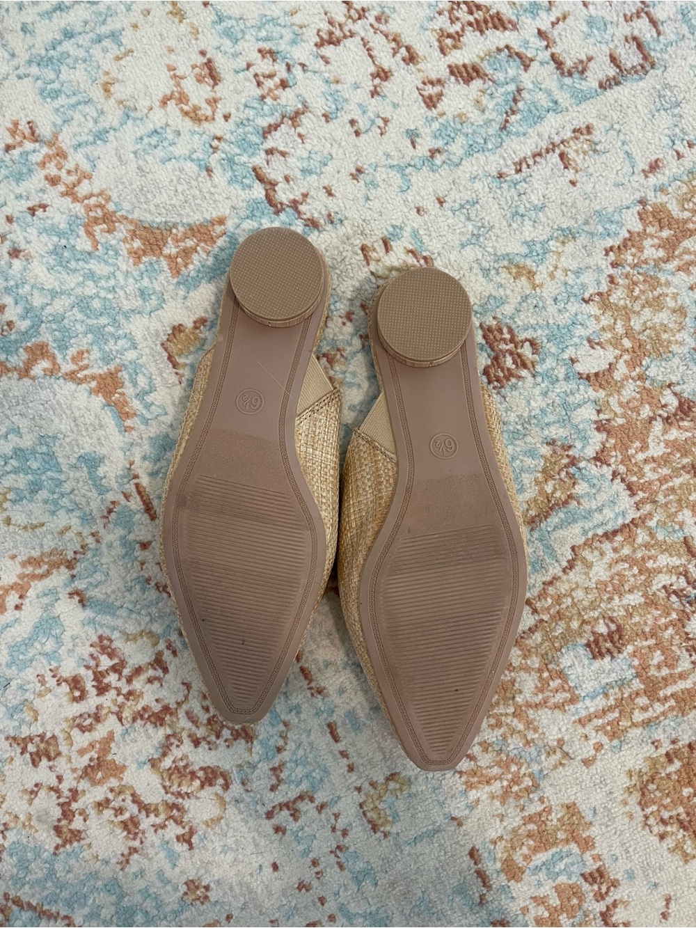 Tan Textured Pointed Backless Mules - Picture 2 of 3